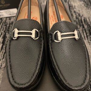 Marc Jacobs Black Pebbled Leather Silver Bit Loafers